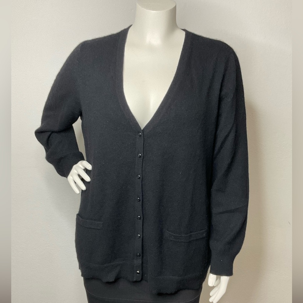 Lauren Ralph Lauren Black V-neck Button Front Cashmere Cardigan sz 2X